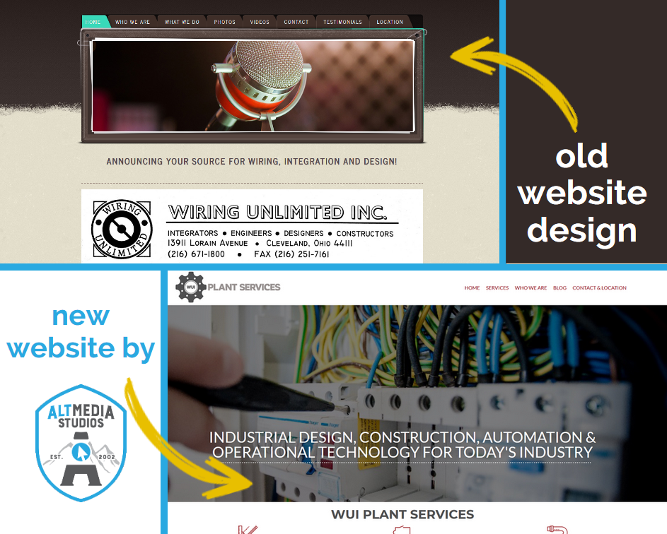 WUI's old website compared to their new custom web design by Alt Media Studios